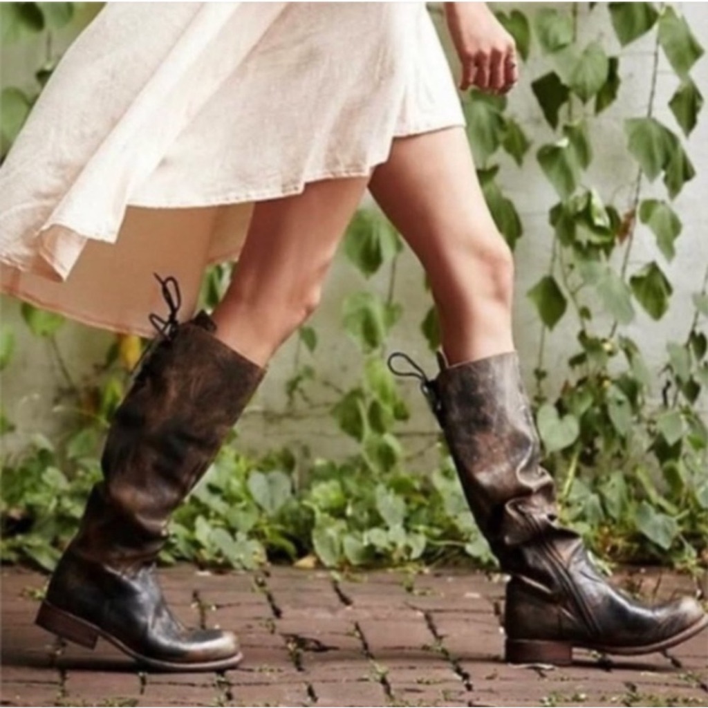 Bed Stu Manchester Tall Boots In Brown Teak Rustic Equestrian Leather Size 8.5